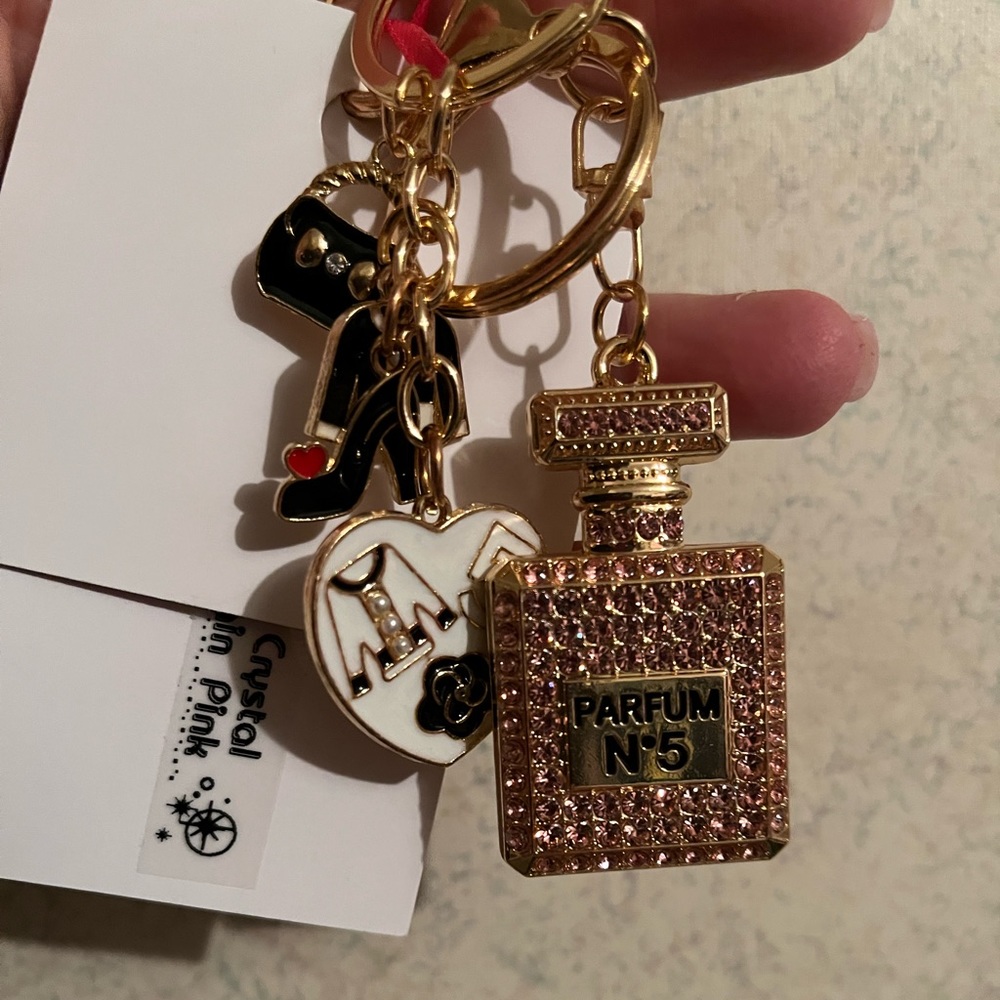 NWT Bag charm/keychain #5 pink crystals